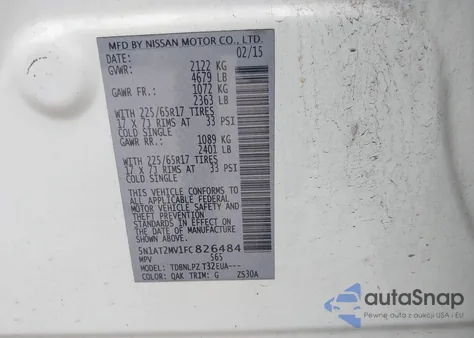 2015 Nissan Rogue S из США, поврежденный, VIN 5N1AT2MV1FC826484